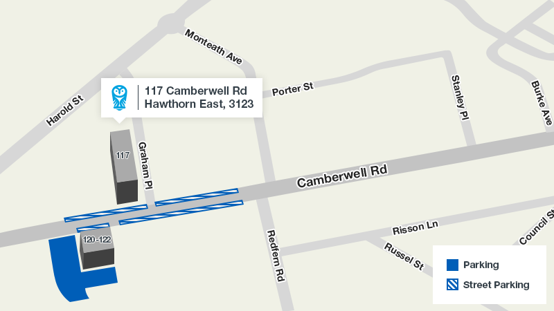 Snow Star Credit Union - Hawthorn East Parking Map